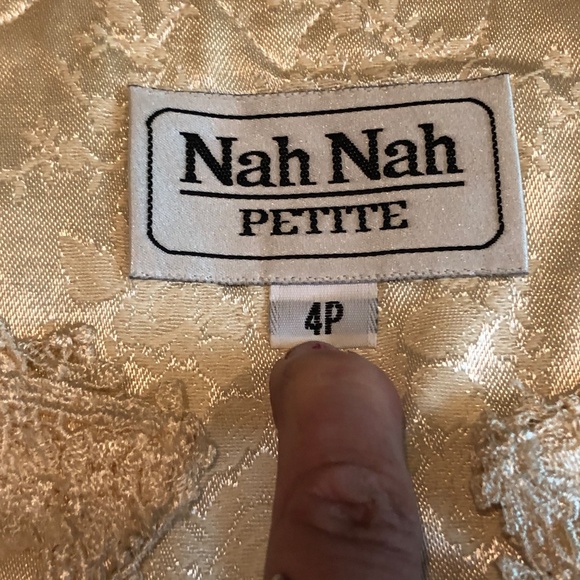 VTG 90s Ivory Brocade/Lace Trim Peplum Jacket/Full Skirt Womens Set 4P~Wedding - Picture 12 of 16